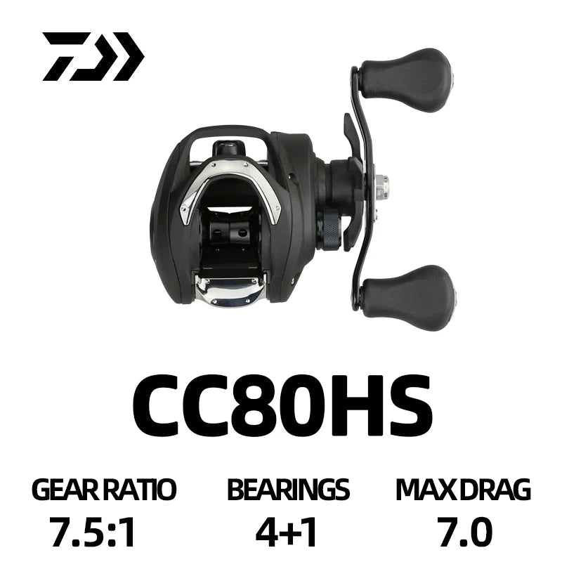 DAIWA Reel CC80/CR80 Baitcast Reel – 7KG Drag, Seawater, 4+1/7+1BB, 6.8:1/7.5:1 Gear Ratio | Shark Bay, Coral Coast, Beach, Boat, Rock, Saltwater, Freshwater, Snapper, Tuna, Spanish Mackerel, Bluebone, Cod