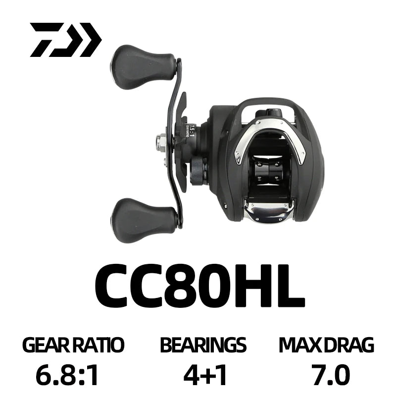 DAIWA Reel CC80/CR80 Baitcast Reel – 7KG Drag, Seawater, 4+1/7+1BB, 6.8:1/7.5:1 Gear Ratio | Shark Bay, Coral Coast, Beach, Boat, Rock, Saltwater, Freshwater, Snapper, Tuna, Spanish Mackerel, Bluebone, Cod