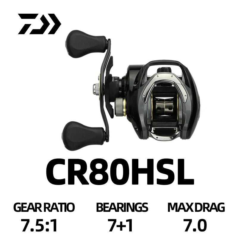DAIWA Reel CC80/CR80 Baitcast Reel – 7KG Drag, Seawater, 4+1/7+1BB, 6.8:1/7.5:1 Gear Ratio | Shark Bay, Coral Coast, Beach, Boat, Rock, Saltwater, Freshwater, Snapper, Tuna, Spanish Mackerel, Bluebone, Cod