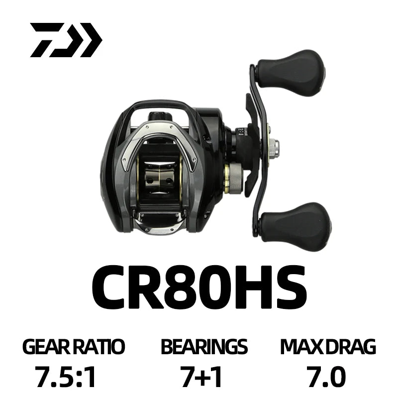 DAIWA Reel CC80/CR80 Baitcast Reel – 7KG Drag, Seawater, 4+1/7+1BB, 6.8:1/7.5:1 Gear Ratio | Shark Bay, Coral Coast, Beach, Boat, Rock, Saltwater, Freshwater, Snapper, Tuna, Spanish Mackerel, Bluebone, Cod
