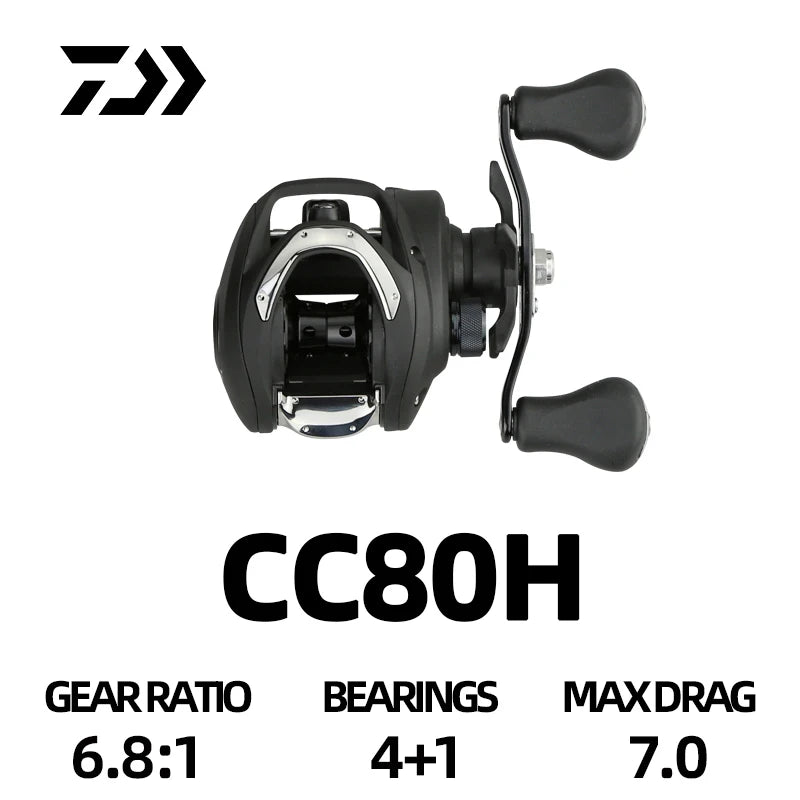 DAIWA Reel CC80/CR80 Baitcast Reel – 7KG Drag, Seawater, 4+1/7+1BB, 6.8:1/7.5:1 Gear Ratio | Shark Bay, Coral Coast, Beach, Boat, Rock, Saltwater, Freshwater, Snapper, Tuna, Spanish Mackerel, Bluebone, Cod