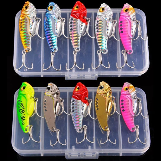 Aorace 5pcs Metal VIB Fishing Lure Set – Vibration Spoon, Crankbait, Wobbler – Snapper, Tuna, Spanish Mackerel, Bluebone, Cod – Shark Bay, Coral Coast