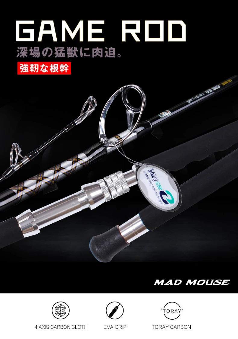 MADMOUSE High Carbon Big Game Trolling Rod 1.80m – 60-110lb Boat Rod