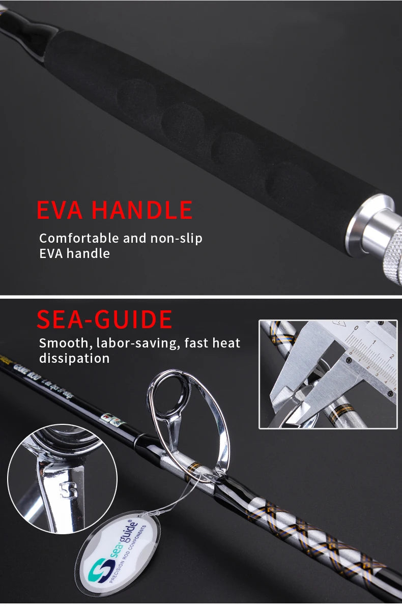 MADMOUSE High Carbon Big Game Trolling Rod 1.80m – 60-110lb Boat Rod