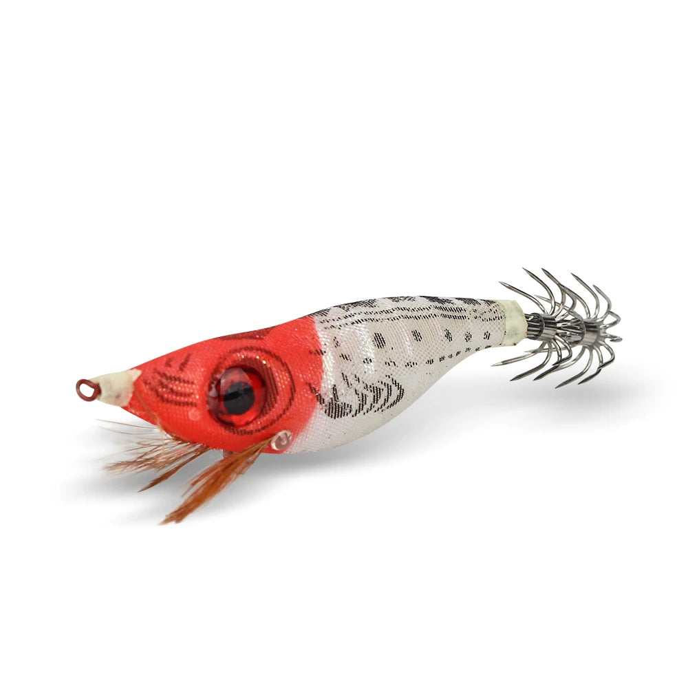 5pcs Luminous Squid Jig 10cm/9g – Wood Shrimp Lures for Squid & Cuttlefish