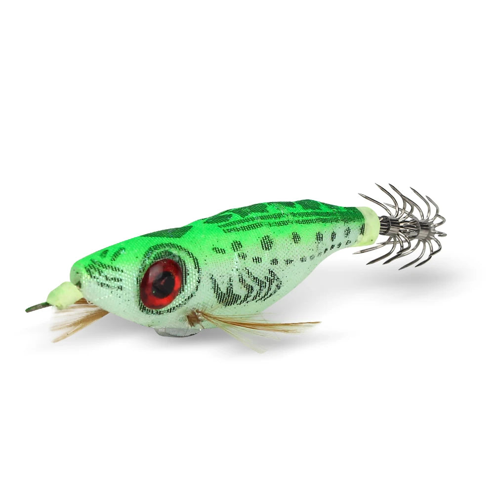 5pcs Luminous Squid Jig 10cm/9g – Wood Shrimp Lures for Squid & Cuttlefish