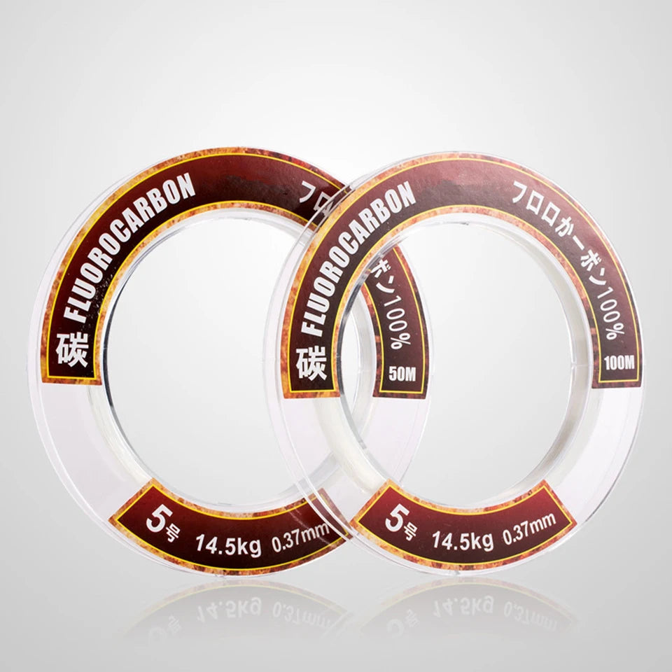 50M/100M Super Strength Fluorocarbon Fishing Line – Monofilament Leader 0.14-0.6mm
