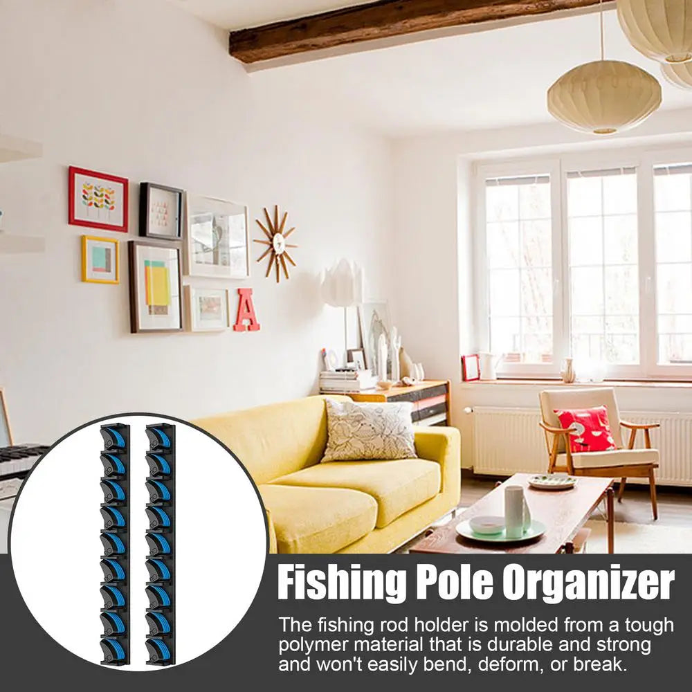 Fishing Rod Storage 2X Horizontal Display Stand – Wall Organizer for Fishing Gear