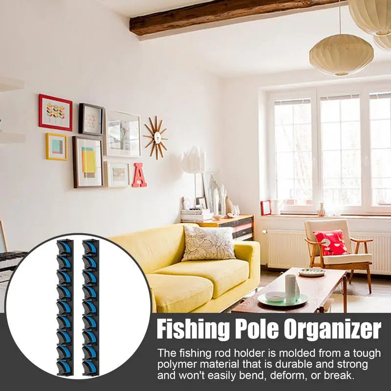 Fishing Rod Storage 2X Horizontal Display Stand – Wall Organizer for Fishing Gear
