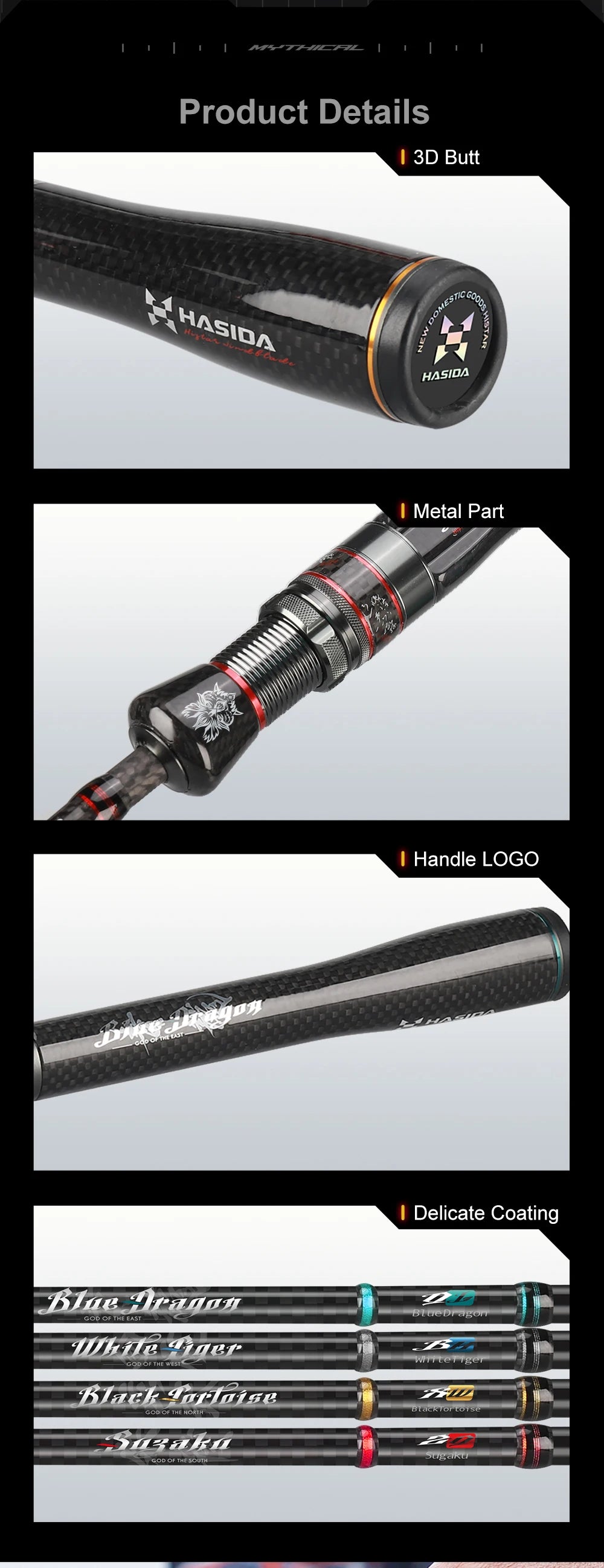Histar 4 Mythical Beasts 1.85-2.18m Toray Carbon Fast Action Fishing Travel  Rod