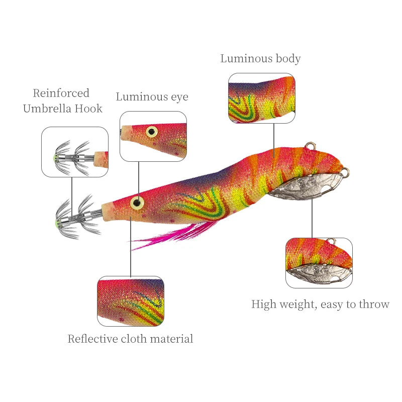 Luminous Squid Bait Squid Hook –  Silicone Octopus Jig Fishing Lures
